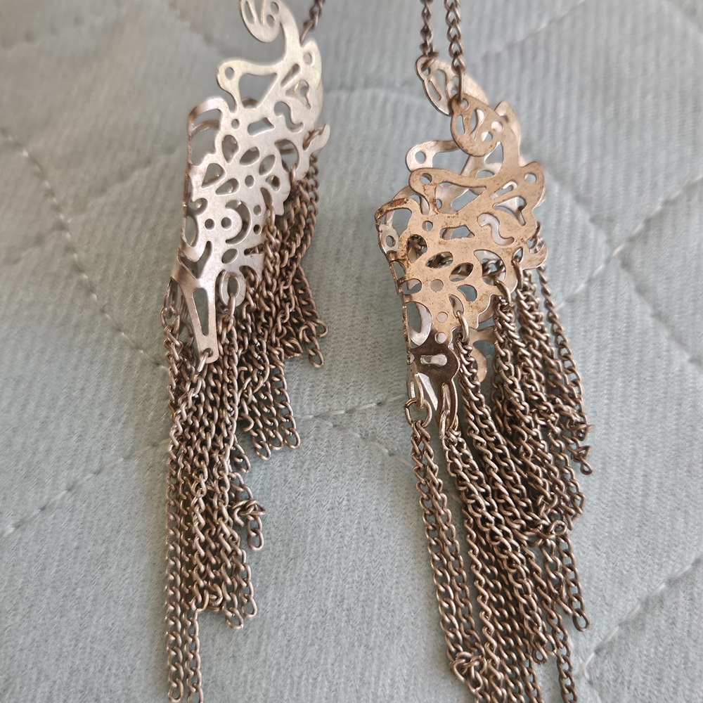 Vintage Unique Elegant Silver Dangle Earrings - image 8